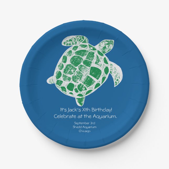Batik Sea Turtle Kids Birthday Party Paper Plates. Paper Plate (Front)
