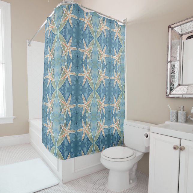 Batik Starfish & Kelp in Bright Blues & Tans (In Situ)