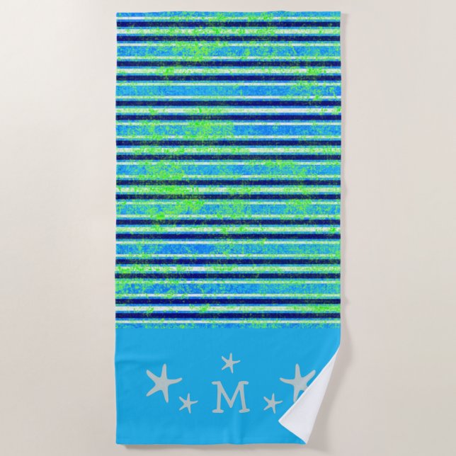 Batik Stripes and Starfish Beach Towel (Front)
