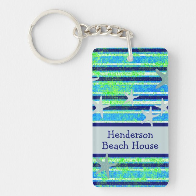 Batik Stripes Beach House Porte - clé acrylique (Devant)