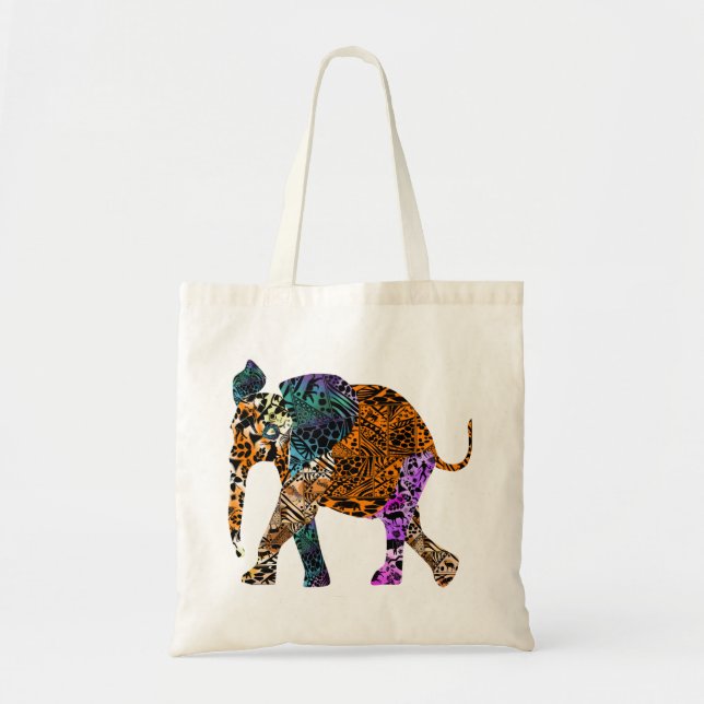 Batik Style Baby Elephant tote bag (Front)