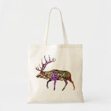 Batik Style Bull Elk tote bag