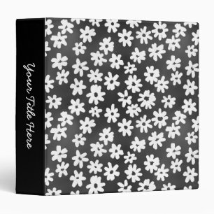 Batik Style Floral (1.5in) Dark Grey and White Binder