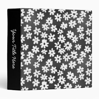 Batik Style Floral (1.5in) Dark Grey and White Binder
