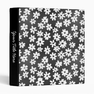 Batik Style Floral (1in) Dark Grey and White Binder