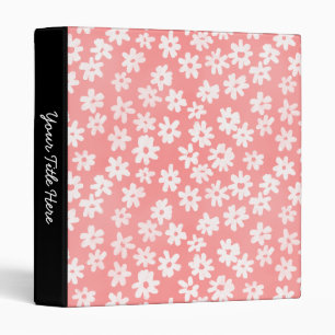Batik Style Floral (1in) Soft Pink and White Binder