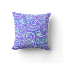 Batik-Style Purple Printed Throw Pillow