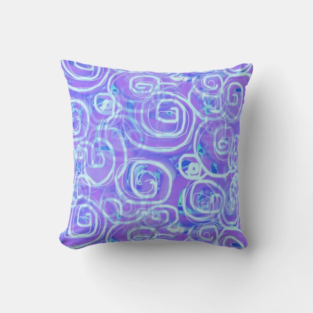 Batik-Style Purple Printed Throw Pillow (Front)