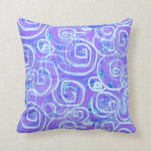 Batik-Style Purple Printed Throw Pillow