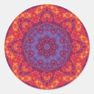 Batik Sunset Watercolor Mandala Classic Round Sticker