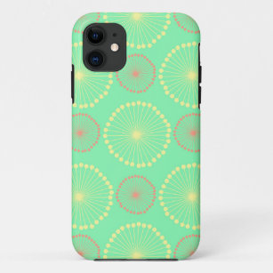 Batik tribal girly floral chic green dots pattern iPhone 11 case