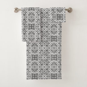 Batik tribal - gris/gris, noir et blanc