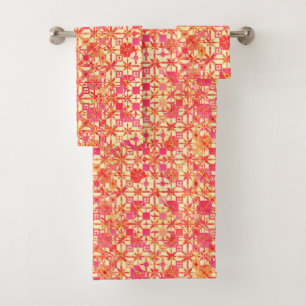 Batik tribal - orange, rose de corail et fuchsia