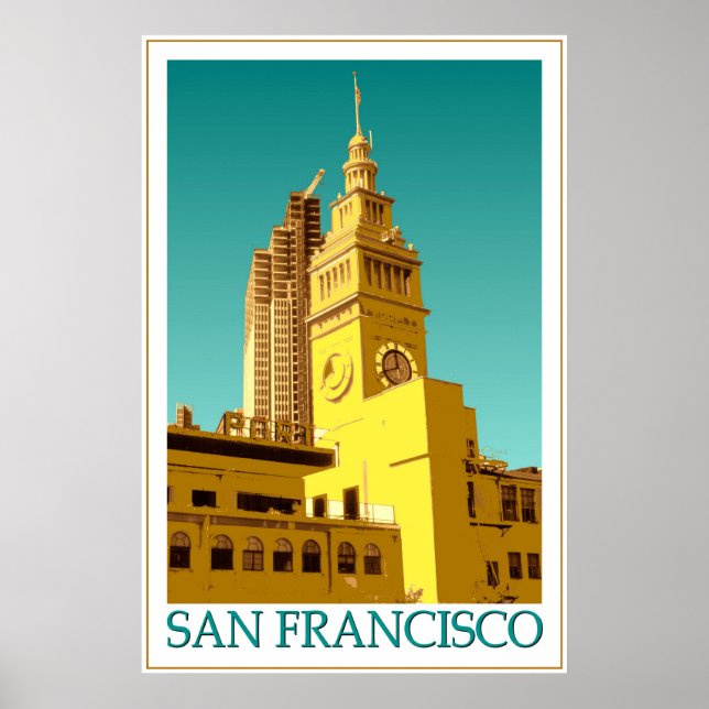 Bâtiment Ferry de San Francisco - Poster d'Art Pop (Devant)