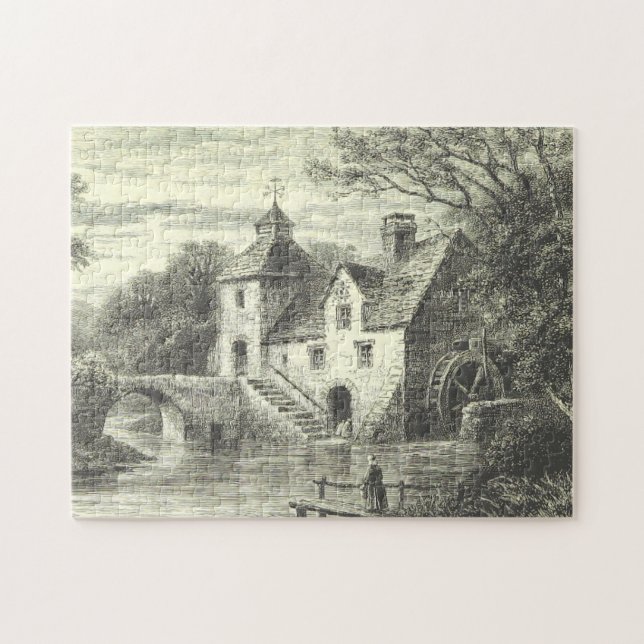 Bâtiment historique de moulins à roue avec Puzzle (Horizontal)