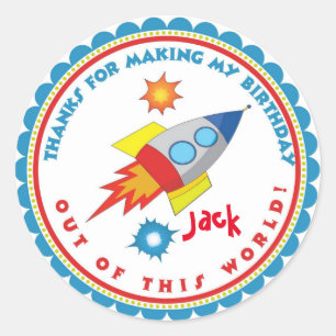 Bâtiment spatial Rocket Ship Stickers Favour Anniv