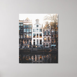 Bâtiments d'Amsterdam sur le Canal, Toile Étirée