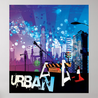 Bâtiments urbains urbains avec affiche fermée