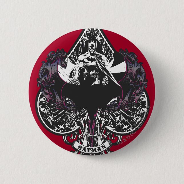 Batman Ace of Spaces Gothic Crest 2 Inch Round Button (Front)