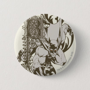 Batman and Decorated Letter B 2 Inch Round Button