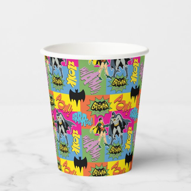 Batman and Robin | Action Handshake Pattern Paper Cups (Front)