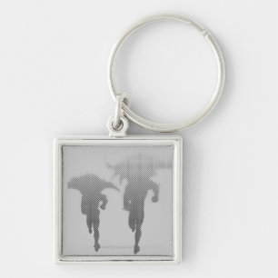 Batman And Robin Halftone Gradient Keychain