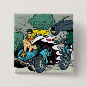 Batman And Robin In Batcycle 2 Inch Square Button