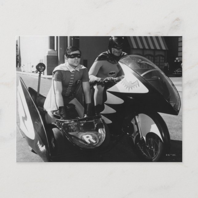 Batman and Robin in Batcycle Postcard (Front)