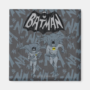 Batman And Robin With Logo Distressed Graphic Magnet