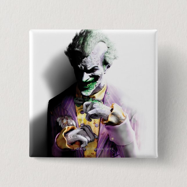 Batman Arkham City | Joker 2 Inch Square Button (Front)