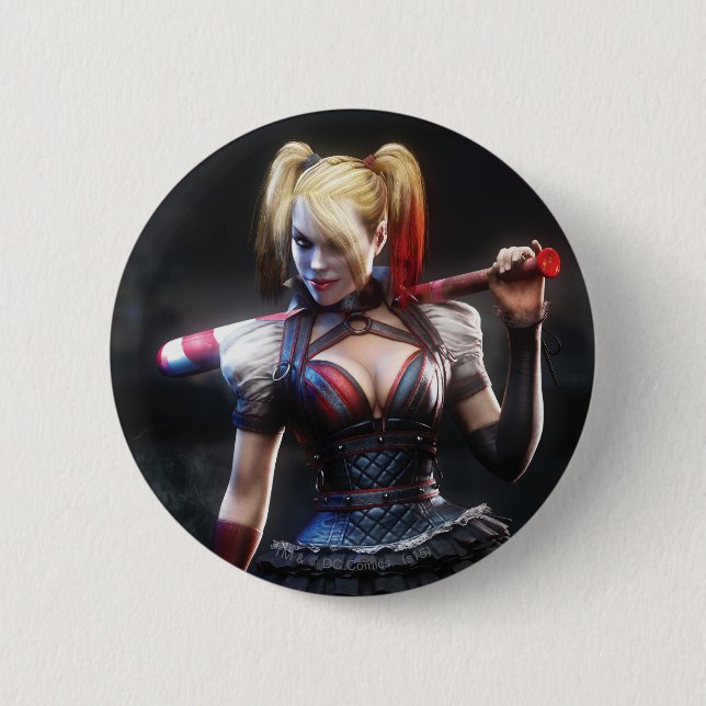 Batman Arkham Knight | Harley Quinn with Bat 2 Inch Round Button (Front)