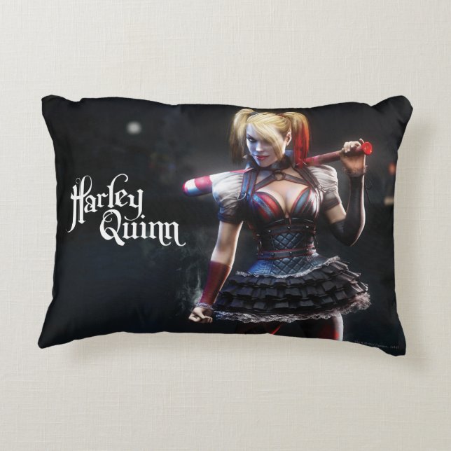 Batman Arkham Knight | Harley Quinn with Bat Accent Pillow (Back)