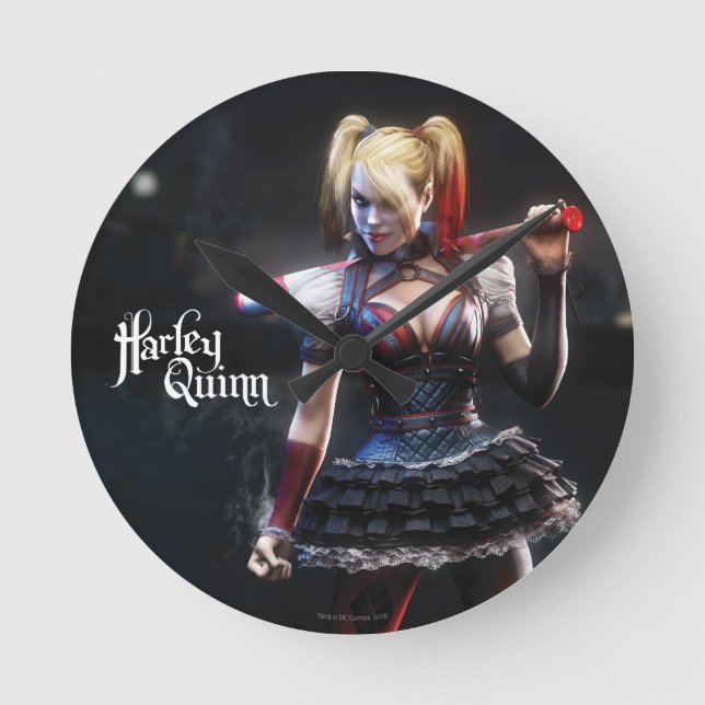 Batman Arkham Knight | Harley Quinn with Bat Round Clock (Front)