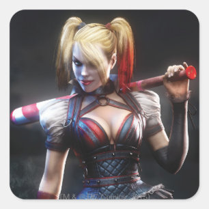 Batman Arkham Knight   Harley Quinn with Bat Square Sticker