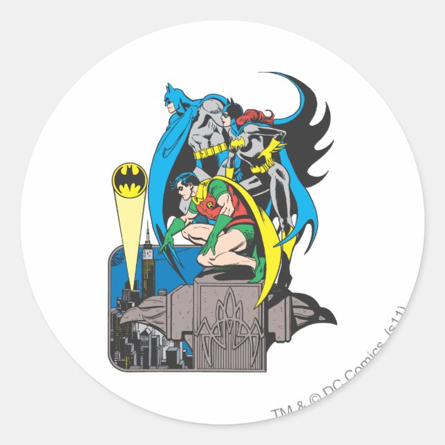 Batman/Batgirl/Robin Classic Round Sticker (Front)