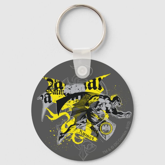 Batman Black and Yellow Collage Keychain (Front)