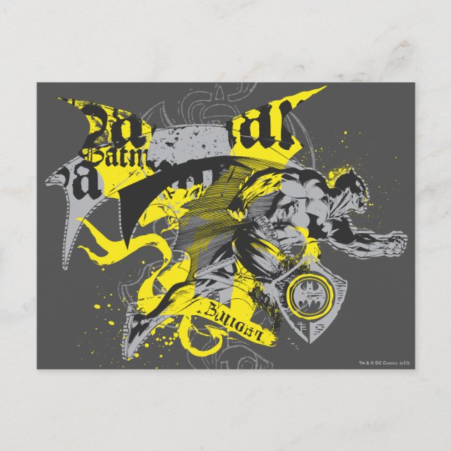 Batman Black and Yellow Collage Postcard (Front)