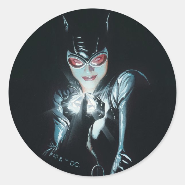Batman Catwoman Faces of Evil Cover Illustration Classic Round Sticker (Front)