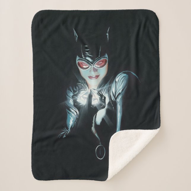Batman Catwoman Faces of Evil Cover Illustration Sherpa Blanket (Front)