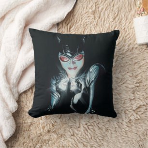 Batman Catwoman Faces of Evil Cover Illustration Throw Pillow