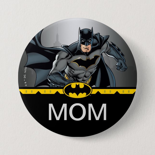 Batman | Chalkboard Birthday Child's Mom 3 Inch Round Button (Front)