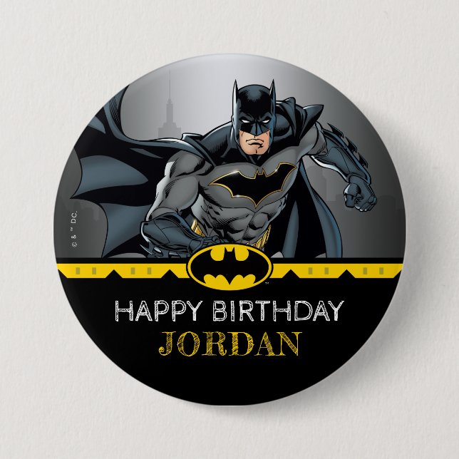 Batman | Chalkboard Happy Birthday 3 Inch Round Button (Front)