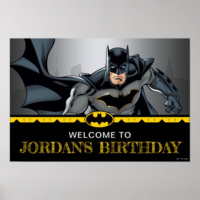 Batman | Chalkboard Happy Birthday Welcome Poster (Front)