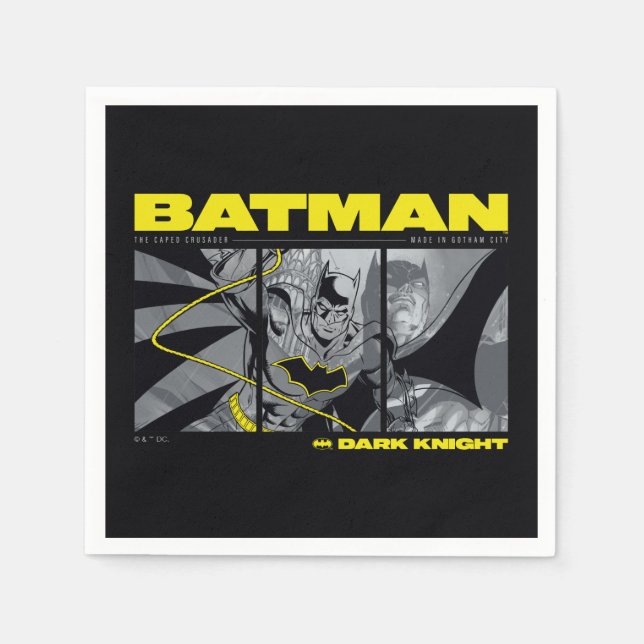 Batman Comic Tri-Panel Graphic Napkin (Front)