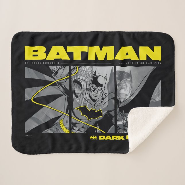 Batman Comic Tri-Panel Graphic Sherpa Blanket (Front (Horizontal))