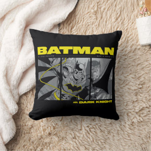 Batman Comic Tri-Panel Graphic Throw Pillow