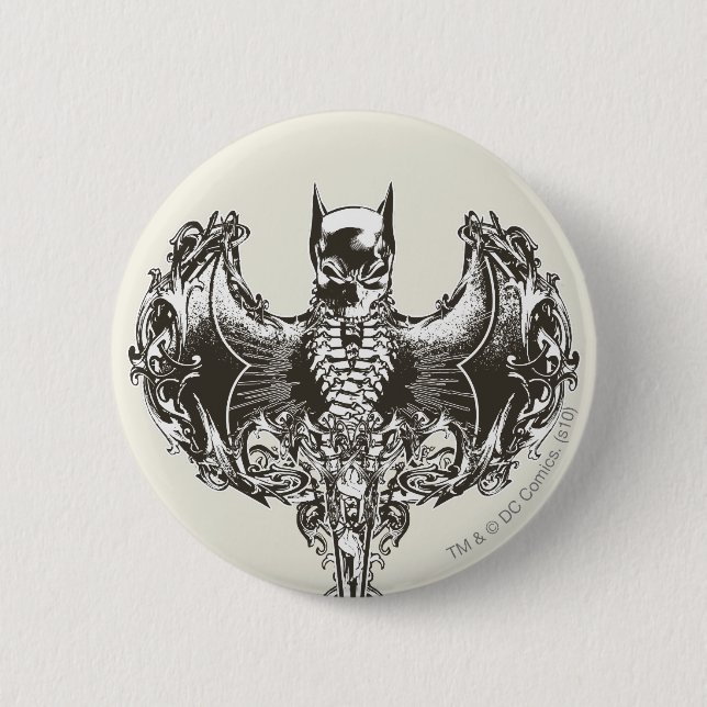 Batman Cowl and Skull Crest 2 Inch Round Button (Front)