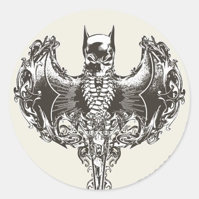 Batman Cowl and Skull Crest Classic Round Sticker (Front)