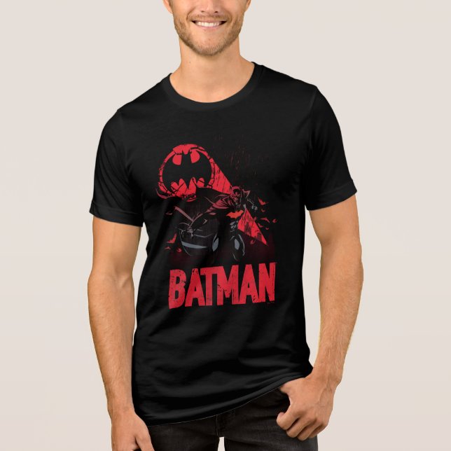 Batman Crimson Bat Signal Tri-Blend Shirt (Front)