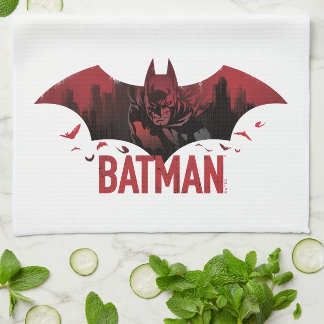 Batman Crimson Gotham Icon Kitchen Towel (Folded)